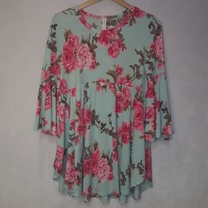 Honeyme Teal Floral Babydoll size M. Worn once. Excellent condition.